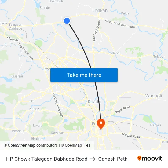 HP Chowk Talegaon Dabhade Road to Ganesh Peth map