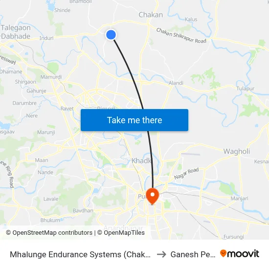 Mhalunge Endurance Systems (Chakan) to Ganesh Peth map