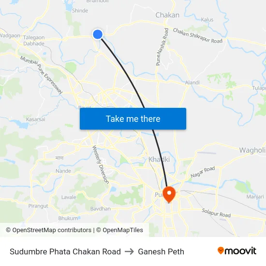 Sudumbre Phata Chakan Road to Ganesh Peth map
