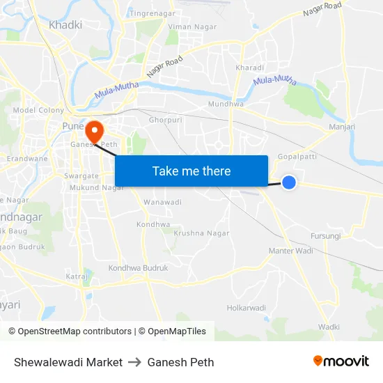 Shewalewadi Market to Ganesh Peth map