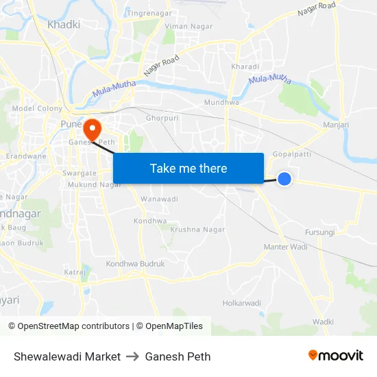 Shewalewadi Market to Ganesh Peth map
