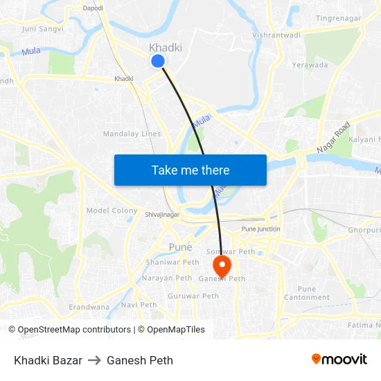 Khadki Bazar to Ganesh Peth map