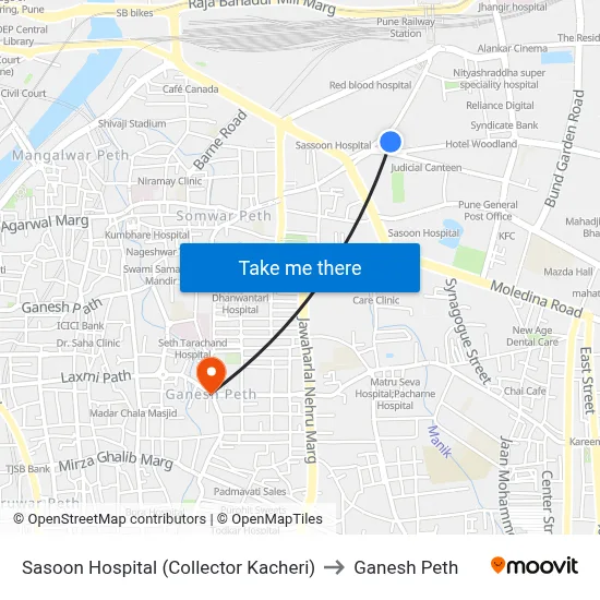 Sasoon Hospital (Collector Kacheri) to Ganesh Peth map