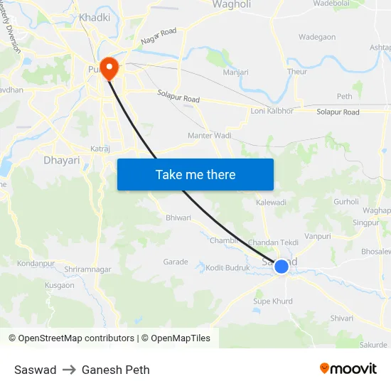 Saswad to Ganesh Peth map