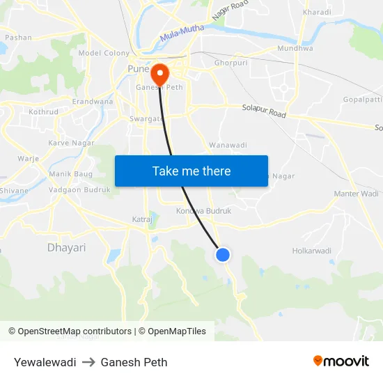 Yewalewadi to Ganesh Peth map