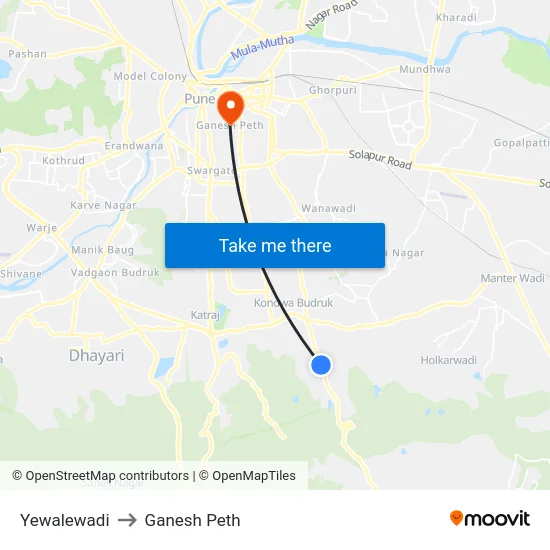 Yewalewadi to Ganesh Peth map