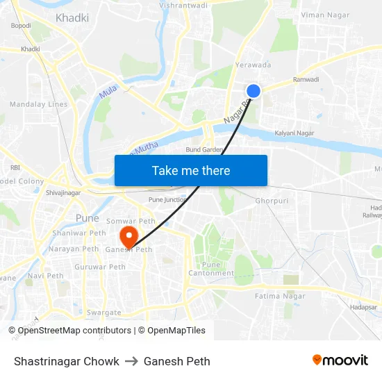 Shastrinagar Chowk to Ganesh Peth map