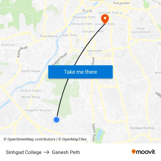 Sinhgad College to Ganesh Peth map