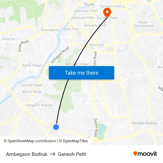 Ambegaon Budruk to Ganesh Peth map