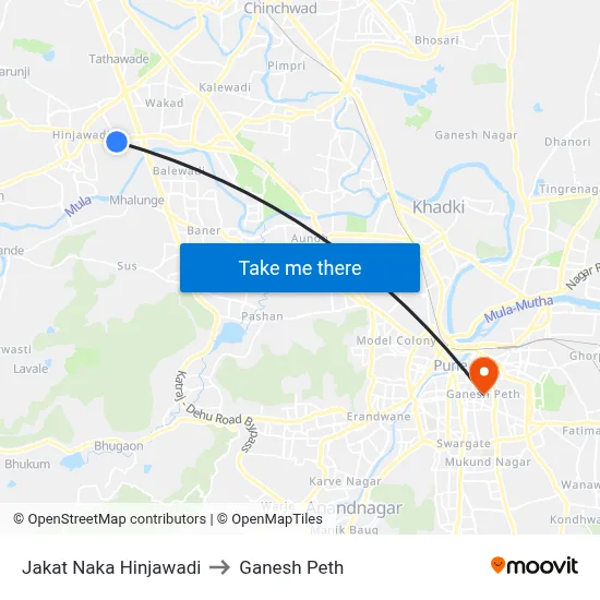 Jakat Naka Hinjawadi to Ganesh Peth map