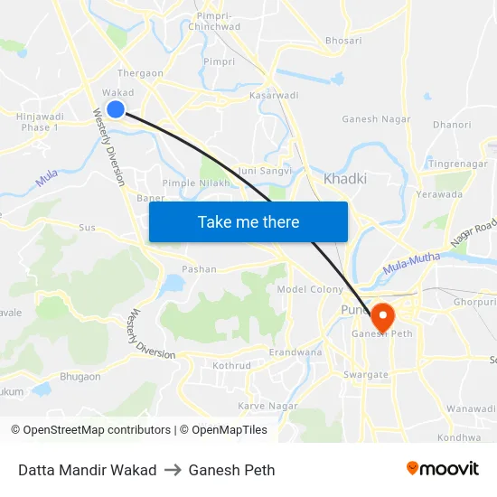 Datta Mandir Wakad to Ganesh Peth map