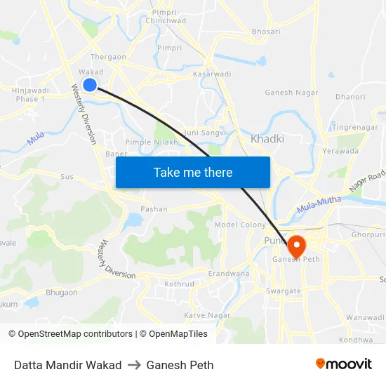 Datta Mandir Wakad to Ganesh Peth map