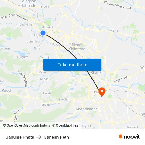 Gahunje Phata to Ganesh Peth map