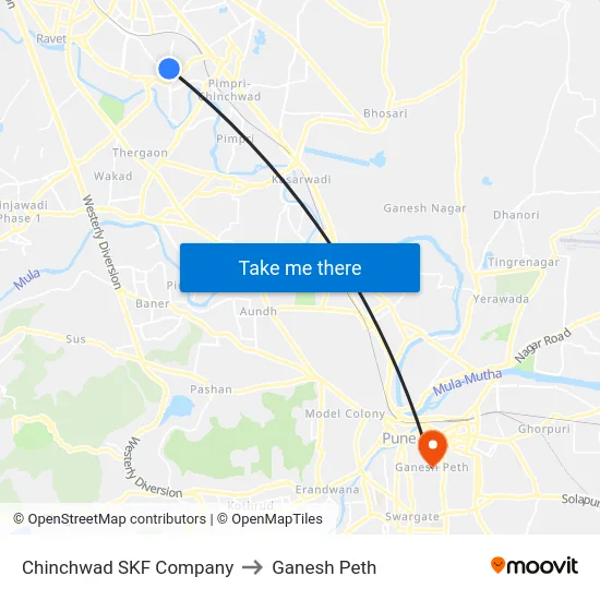 Chinchwad SKF Company to Ganesh Peth map