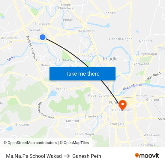 Ma.Na.Pa School Wakad to Ganesh Peth map