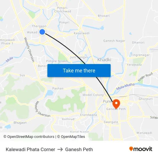 Kalewadi Phata Corner to Ganesh Peth map