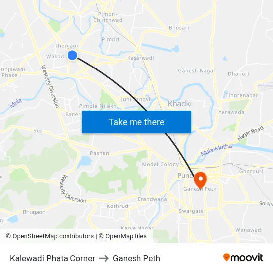 Kalewadi Phata Corner to Ganesh Peth map
