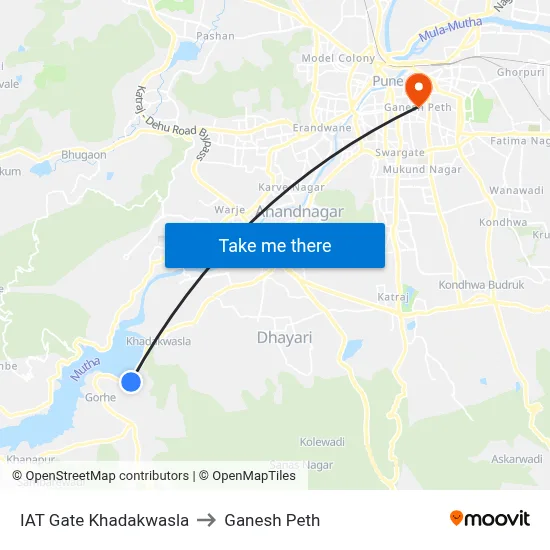 IAT Gate Khadakwasla to Ganesh Peth map