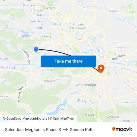 Splendour Megapolis Phase 3 to Ganesh Peth map