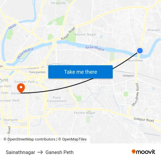 Sainathnagar to Ganesh Peth map