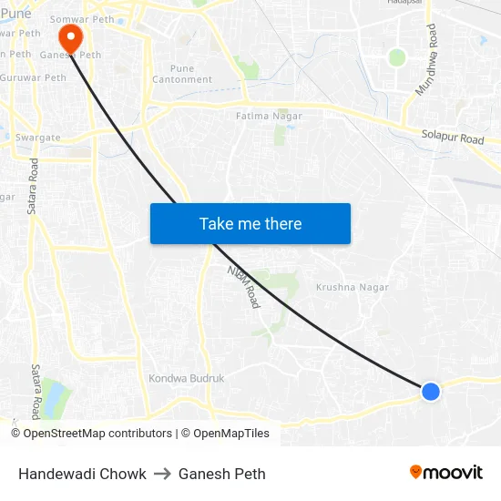 Handewadi Chowk to Ganesh Peth map