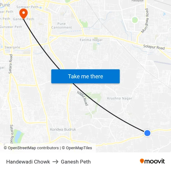 Handewadi Chowk to Ganesh Peth map