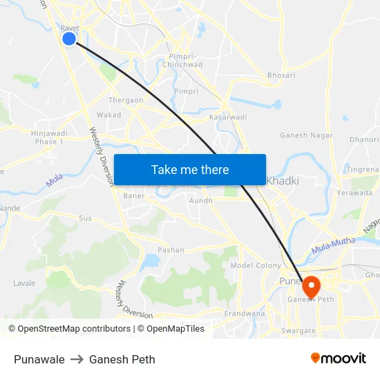 Punawale to Ganesh Peth map