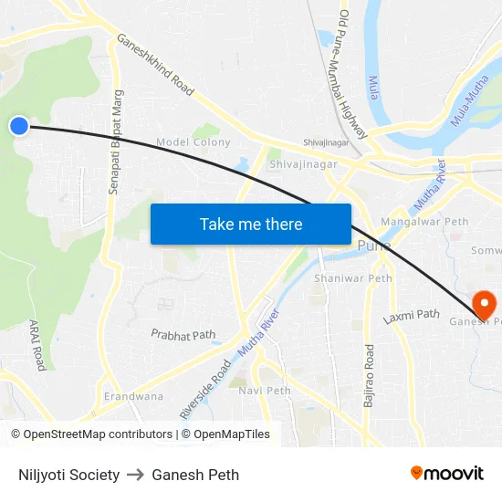 Niljyoti Society to Ganesh Peth map