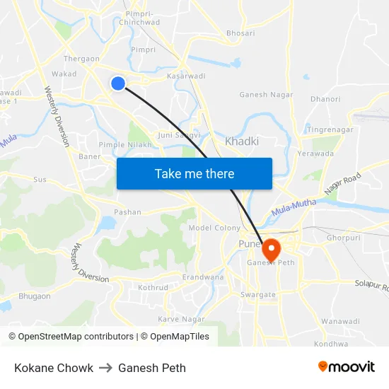 Kokane Chowk to Ganesh Peth map