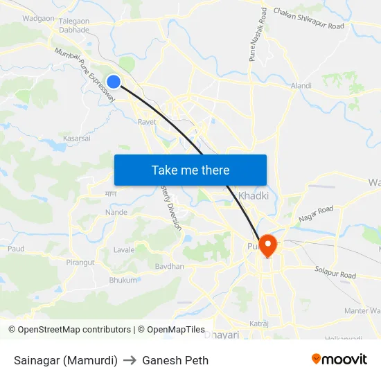 Sainagar (Mamurdi) to Ganesh Peth map