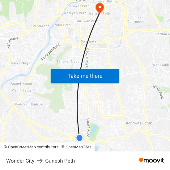 Wonder City to Ganesh Peth map