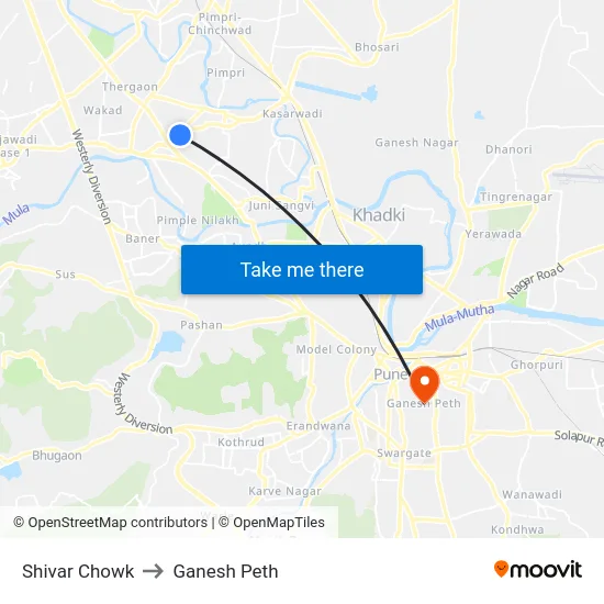 Shivar Chowk to Ganesh Peth map