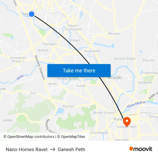 Nano Homes Ravet to Ganesh Peth map