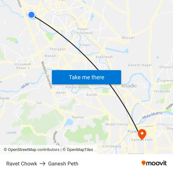 Ravet Chowk to Ganesh Peth map