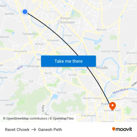 Ravet Chowk to Ganesh Peth map