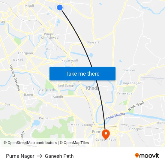 Purna Nagar to Ganesh Peth map