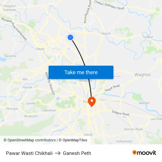Pawar Wasti Chikhali to Ganesh Peth map