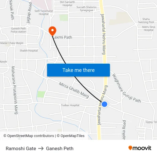 Ramoshi Gate to Ganesh Peth map