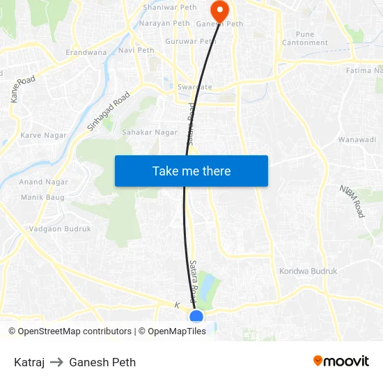 Katraj to Ganesh Peth map