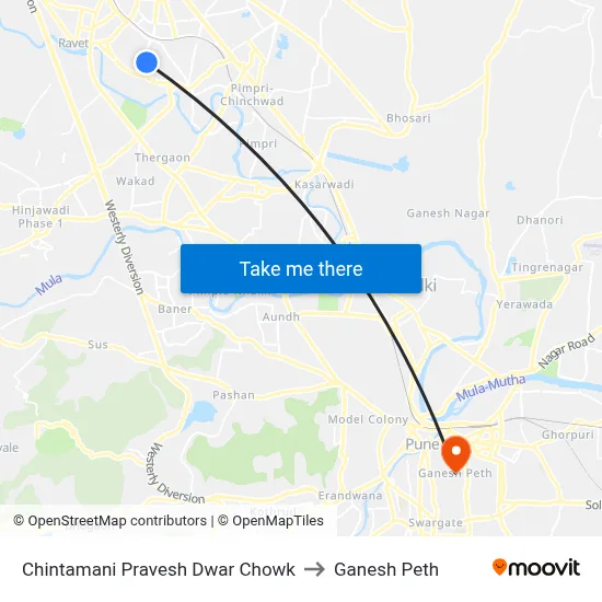 Chintamani Pravesh Dwar Chowk to Ganesh Peth map