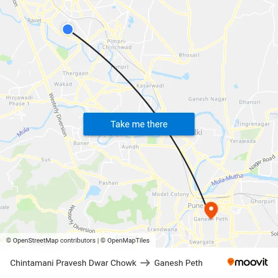Chintamani Pravesh Dwar Chowk to Ganesh Peth map