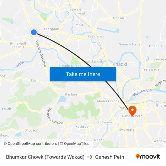 Bhumkar Chowk (Towards Wakad) to Ganesh Peth map