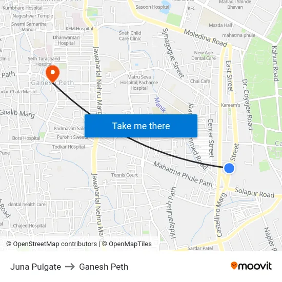 Juna Pulgate to Ganesh Peth map