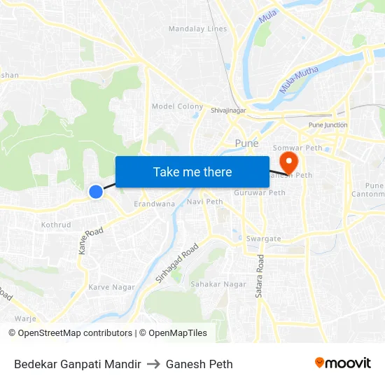 Bedekar Ganpati Mandir to Ganesh Peth map