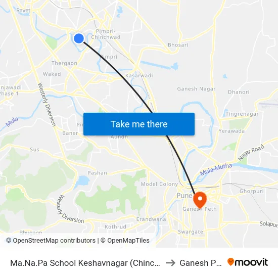 Ma.Na.Pa School Keshavnagar (Chinchwad) to Ganesh Peth map