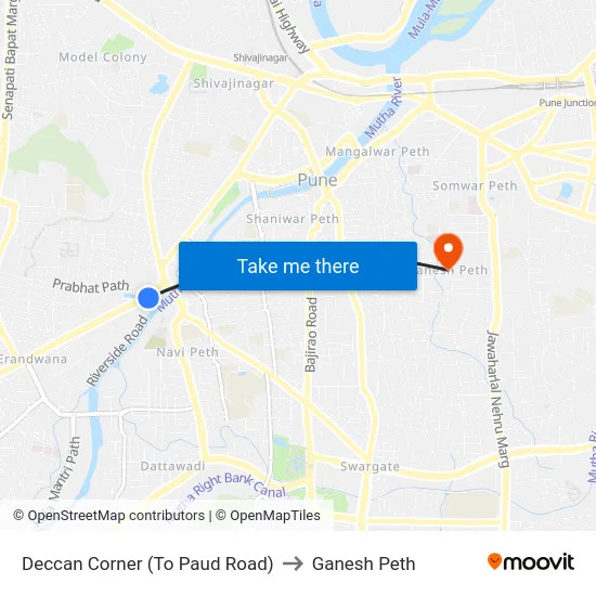 Deccan Corner (To Paud Road) to Ganesh Peth map