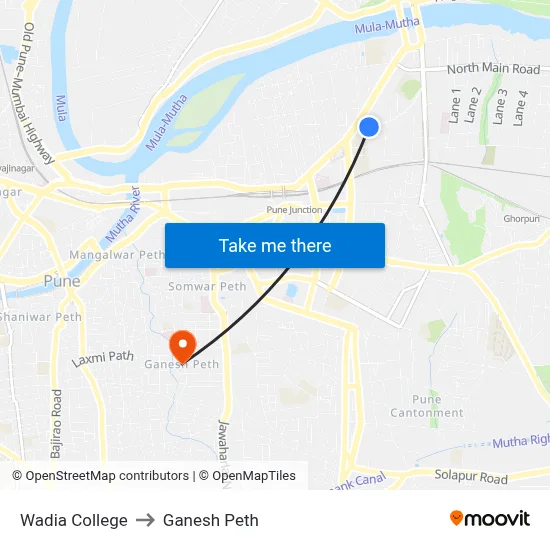 Wadia College to Ganesh Peth map