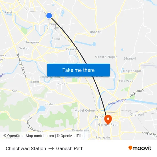 Chinchwad Station to Ganesh Peth map