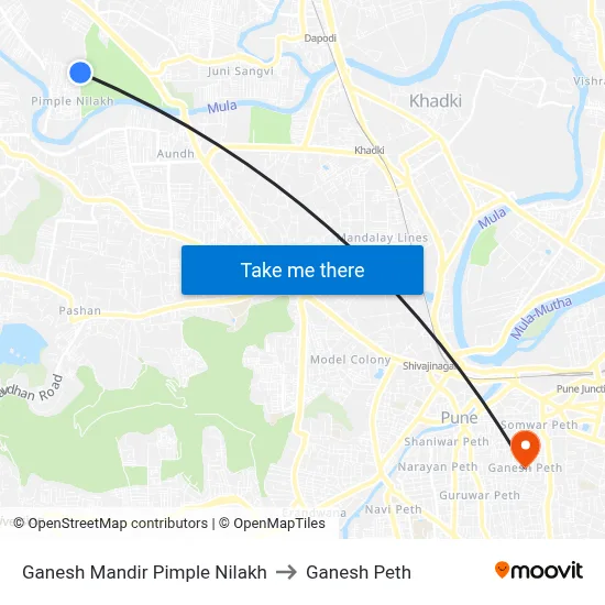 Ganesh Mandir Pimple Nilakh to Ganesh Peth map