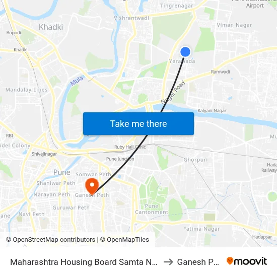 Maharashtra Housing Board Samta Nagar to Ganesh Peth map